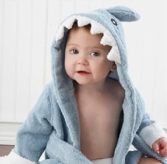 Robe de bain en coton pour bébé, serviette de bain, sweat à capuche de dessin animé, vêtements de nu