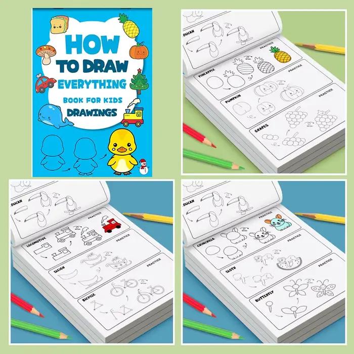 Livre d'apprentissage artistique pour enfants – Comment dessiner tout avec des étapes simples, stimu