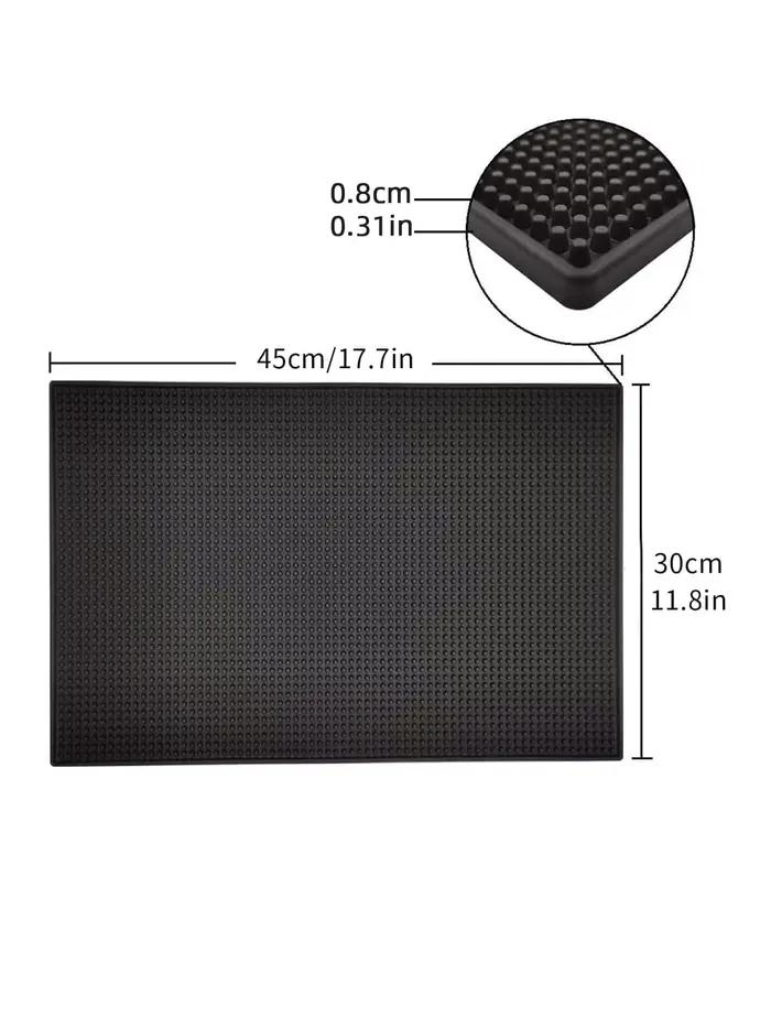 Tapis de bar 17,7 x 11,8 po, épais, durable et élégant, noir, antidérapant, non toxique, pour compto