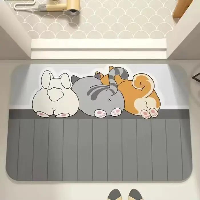 Tapis de sol en boue de diatomée douce pour salle de bain, tapis de pied absorbant pour salle de bai