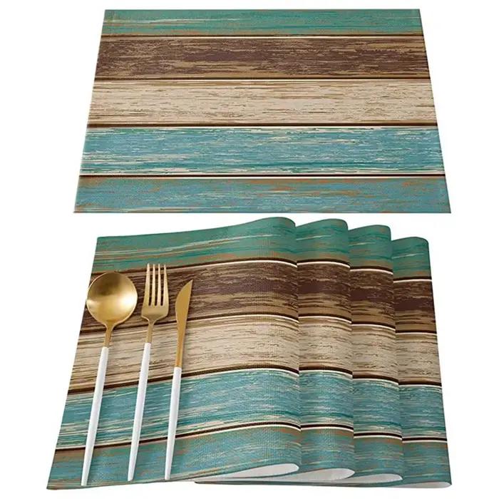 Set de 4 napperons en bois de grange rustique rétro, linge de bergame, décoration de table pour cuis