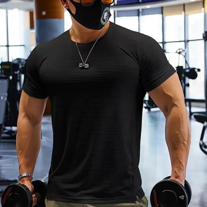 T-shirt de compression d'entraînement musculaire pour hommes, t-shirt de course à pied, tee-shirt se