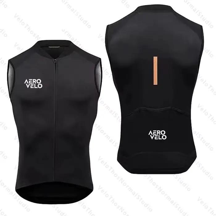 Gilet de cyclisme AERO VELO coupe-vent pour homme, sans manches, avec fermeture éclair, pour la cour