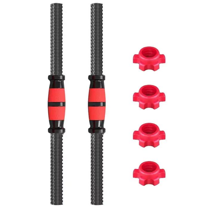 1 paire de poignées d'haltères de 35cm, barres d'haltères filetées durables avec 4 colliers à verrou