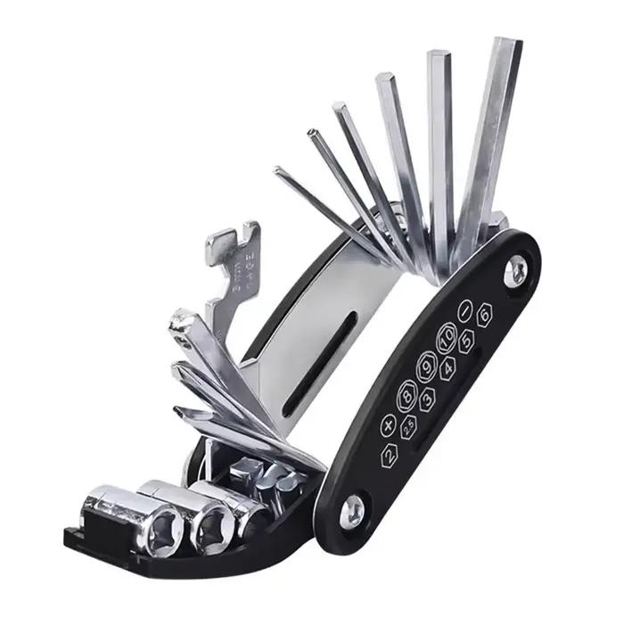 Kit d'outils de réparation de vélo, ensemble d'outils multifonctionnels portables avec pompe, patch 