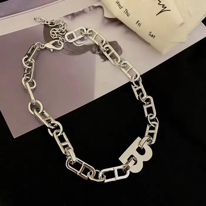 Collier de luxe avec lettre B de Style Ins, chaîne épaisse, clavicule, chaîne courte, unisexe, acces
