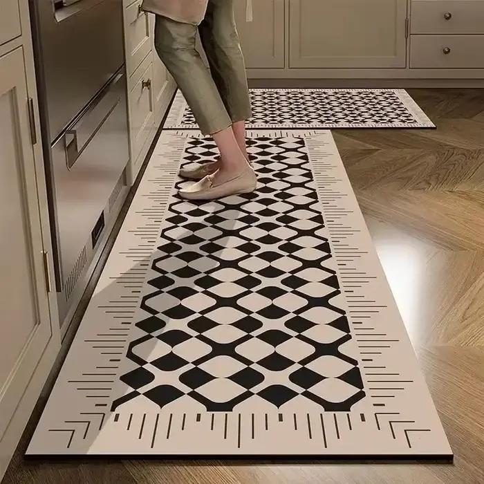 Alfombra Cocina-Tapis de sol en PVC imperméable, long lea, en cuir, résistant à l'huile, non ald, dé