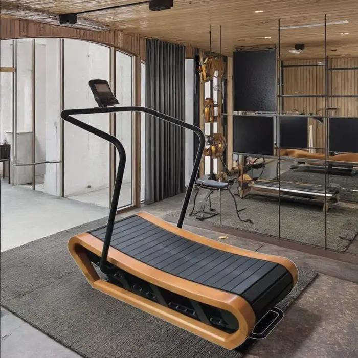Tapis roulant incurvé en bois Non motorisé, pour salle de sport commerciale, Machine de course pour 