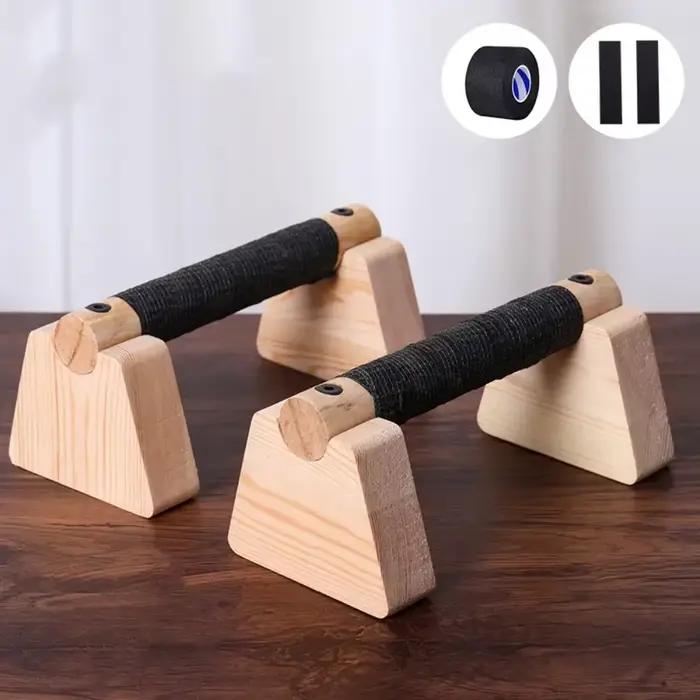 1 paire de barre de poussée de Fitness de rue, poignée épaisse, support de poussée en bois massif, T