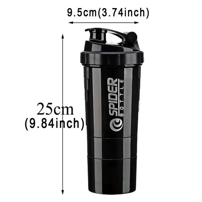 3 couches Shaker bouteille de protéines poudre Shake Cup bouteille d'eau tasse de mélange en plastiq