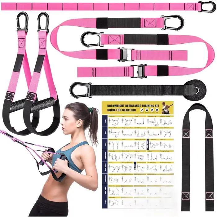 Kit d'entraînement de résistance à domicile, sangles d'exercice avec poignées, ancre de porte et sac
