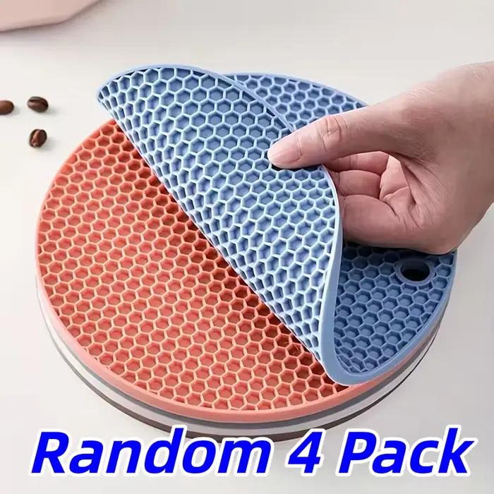 4 dessous de plat de cuisine ronds, tapis résistant à la chaleur réutilisable pour la protection de 