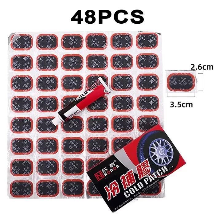 Kit de réparation de pneus de vélo 48 pièces : Patchs anti-crevaison portables et leviers de démonta