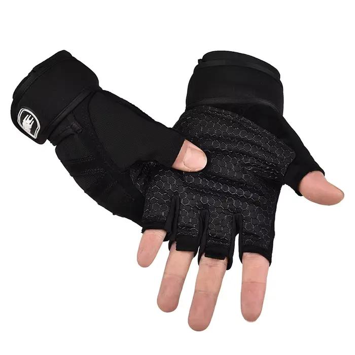 Gants d'entraînement pour hommes et femmes, gants demi-doigts avec sangle de poignet pour le sport, 