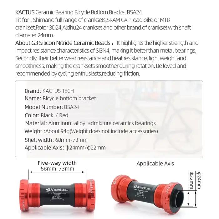 KACTUS BSA24 SKF roulement vélo bas 22/24mm roulement en céramique arbre Central pour Shimano SRAM G