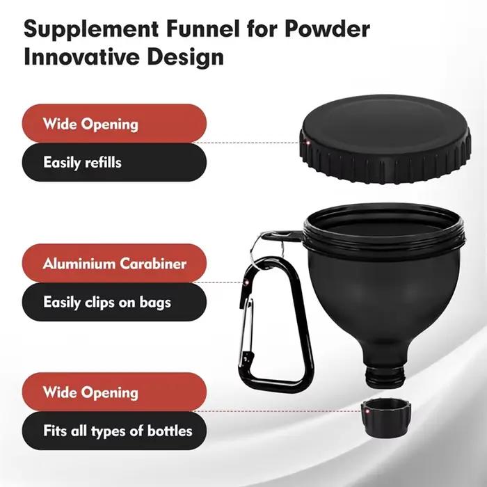 HLZS-conteneur de voyage pour poudre de protéines, paquet de 4, Portable avec entonnoir et mousqueto