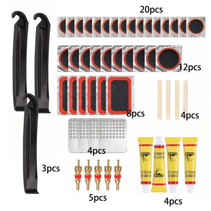 Kit de réparation de pneus de vélo, ensemble d'outils d'urgence portables pour vélo avec étui de tra