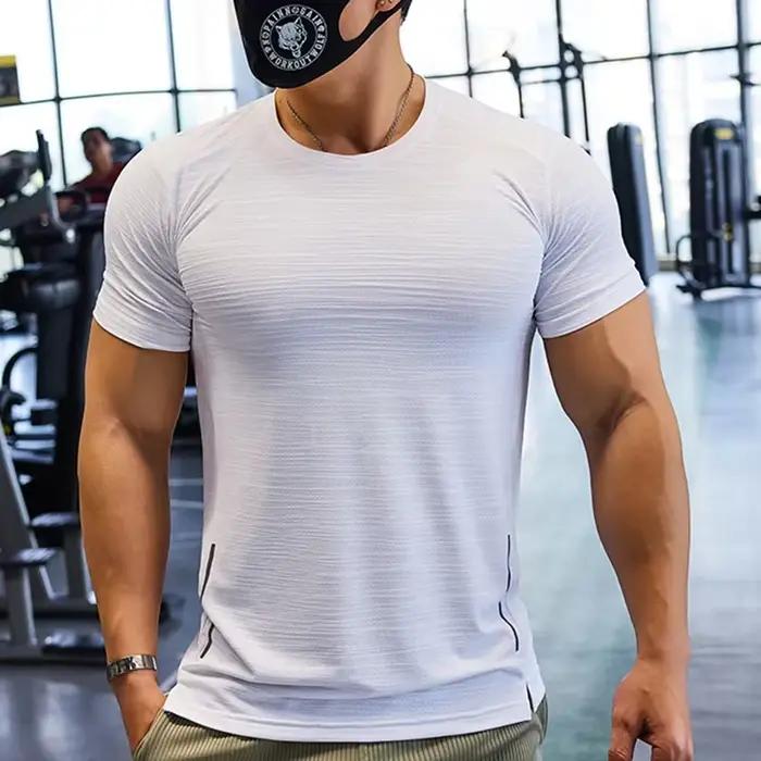 T-shirt de compression d'entraînement musculaire pour hommes, t-shirt de course à pied, tee-shirt se