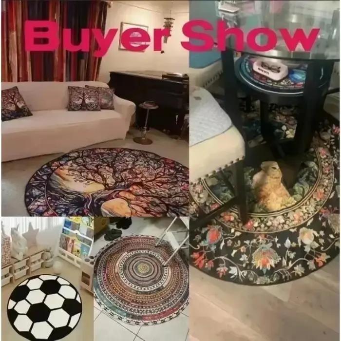 Tapis rond à thème musical pour guitare, décoration musicale vintage pour la maison, tapis de protection de sol doux et antidérapant pour salon et chambre à coucher