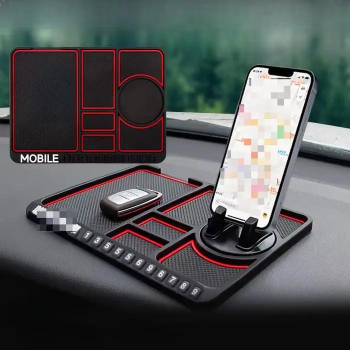 Tapis antidérapant pour voiture, tapis de rangement multifonctionnel, support de navigation rotatif à 360 degrés, support d'instrument, gadget