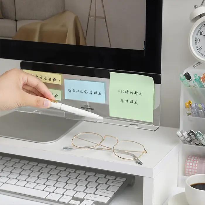 Tableau mémo de moniteur d'ordinateur en acrylique, support de notes autocollantes, organisateur de bureau pour écran, bureau, maison, accessoire de travail pour ordinateur portable