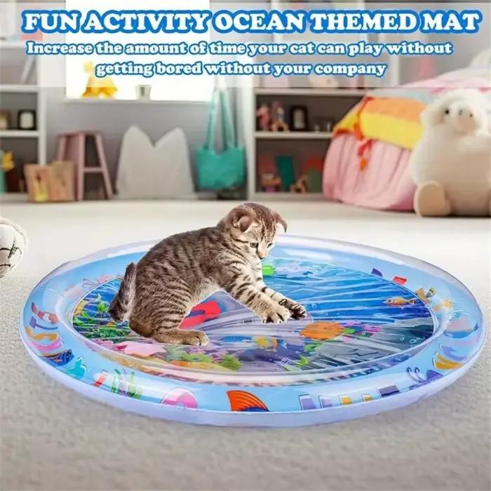 Jouet en PVC pour chat, jouets pour chat, conception de poisson flottant, utilisé avec l'eau du robinet, sens coule de l'eau, soulagement de l'ennui des chats