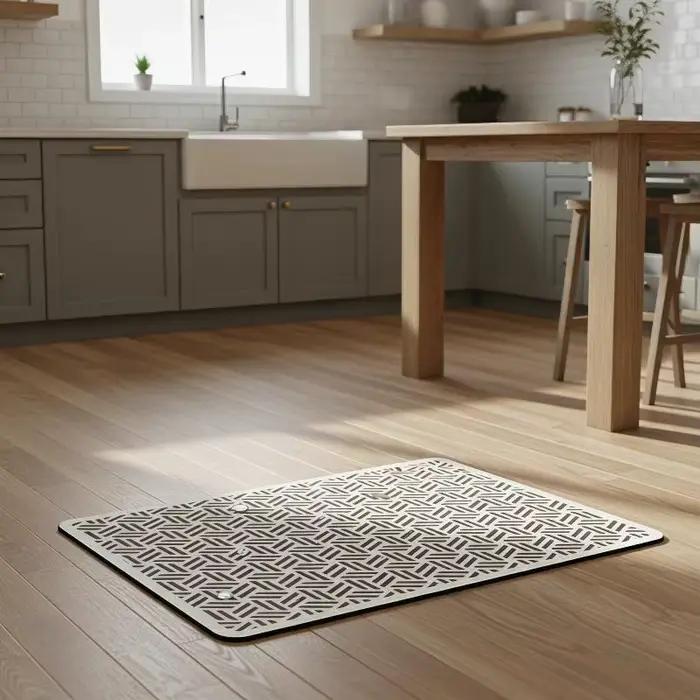 Tapis absorbant pour animaux de compagnie en diatomite, imperméable et antidérapant, pour gamelles de chat et de chien, surface anti-éclaboussures, utilisation à la maison et en cuisine