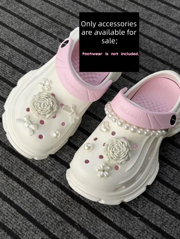17 pièces d'accessoires de chaussures à la mode: jeu de trous pour boucles de chaussures, bricolage nouvelle fleur montagne camélia fleur 3D ornement de chaussure