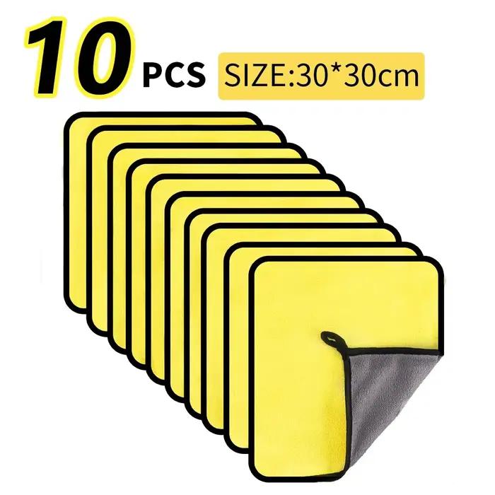 Serviette en microfibre pour lavage de voiture, 30x30CM / 30x60cm, chiffon de nettoyage et de séchage, pour soins, serviette de lavage de voiture, serviette de cuisine, 3/5/10 pièces