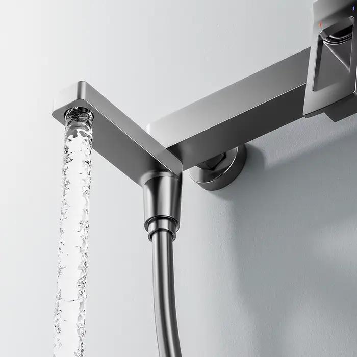 Robinets de baignoire-douche cascade noire, mitigeur de douche mural, robinets de bain-douche chaud et froid, BaRobinet Baignoire