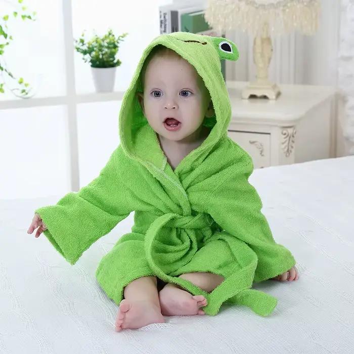 Robe de bain en coton pour bébé, serviette de bain, sweat à capuche de dessin animé, vêtements de nuit pour nourrissons filles et garçons, couverture de bain pour enfants, peignoir doux, pyjama, vêtem