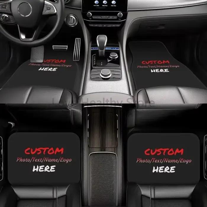 Tapis de sol de voiture personnalisé Tapis de voiture personnalisés avec votre image personnalisée Nom Texte Ensemble de 4 pièces Tapis de pied antidérapants avant et arrière
