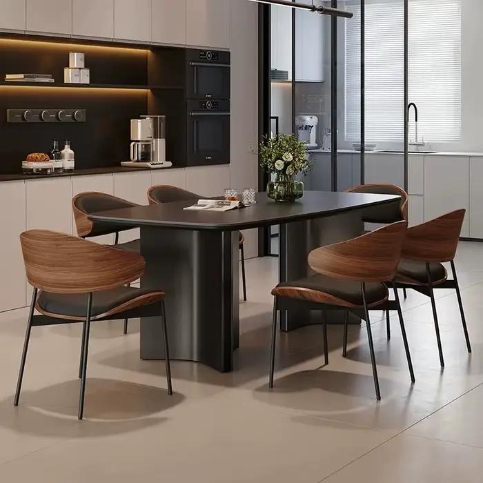 Chaises de salle à manger en cuir, chaises modernes et douces pour salon, café, maison, style nordique, mobilier de maison de luxe minimaliste