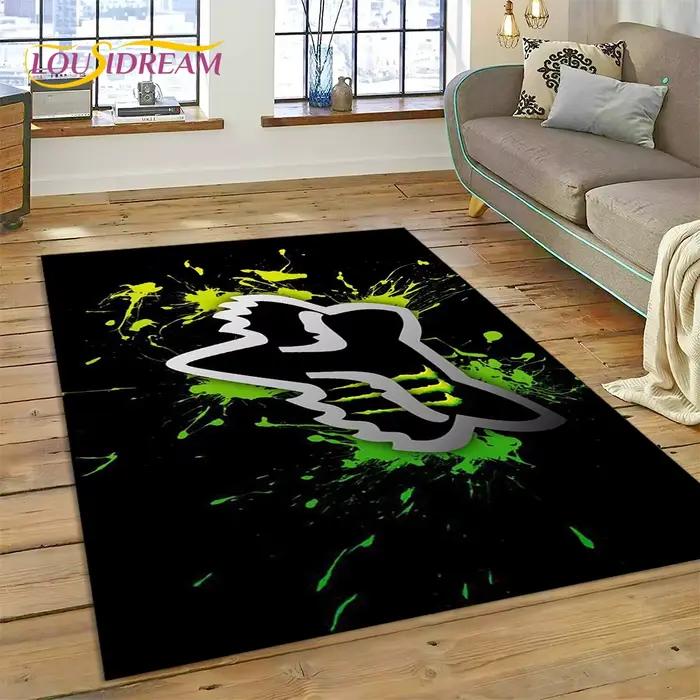 Tapis imprimé 3D avec logo Racing F-FOX, pour décoration de salon et de chambre à coucher, tapis de sol antidérapant pour canapé, paillasson pour moto