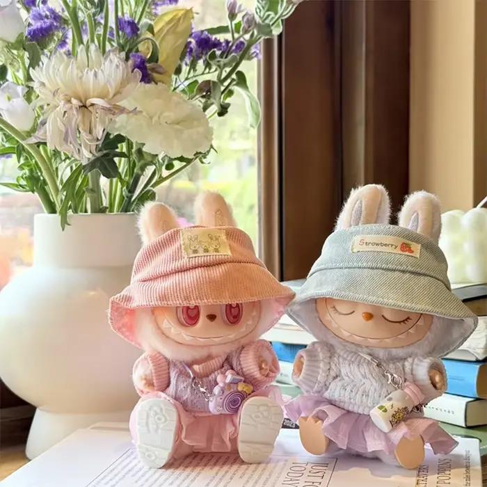 Accessoires pour Labubu V1 V2, vêtements pour Labubu, série de fête assise, ensemble jupe et chapeau en fil doux d'été