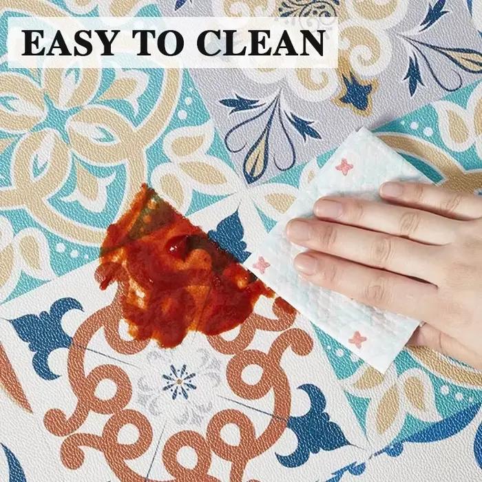 Alfombra Cocina-Tapis de sol en PVC imperméable, long lea, en cuir, résistant à l'huile, non ald, décoration de la maison, pour la cuisine