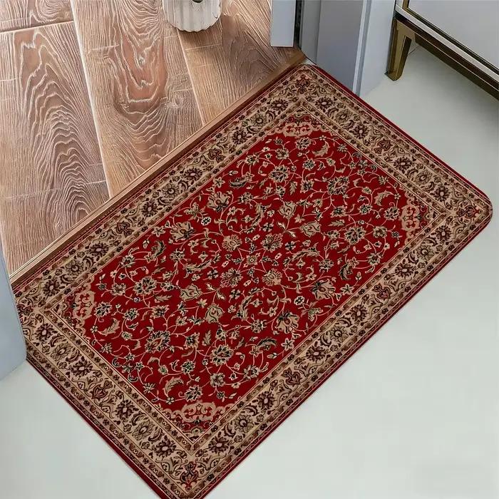 Tapis persan rouge mystérieux, tapis de sol confortable en flanelle douce et épaisse, antidérapant, pour le salon, la chambre à coucher, la cuisine, tapis de décoration