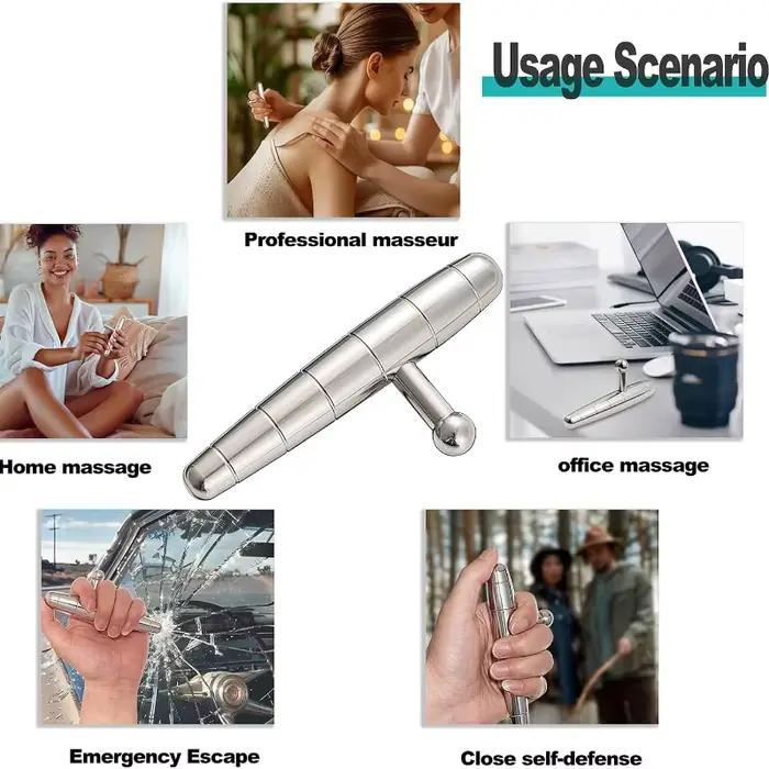 Outil de massage manuel en acier inoxydable en forme de T pour points de pression