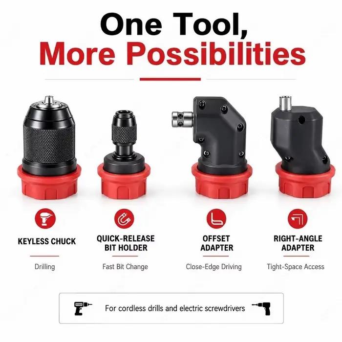 Accessoire de conversion de mandrin de perceuse à dégagement rapide, compatible avec les embouts hexagonaux de 6,35 mm, pour perceuses sans fil et avec fil, pour diverses tâches