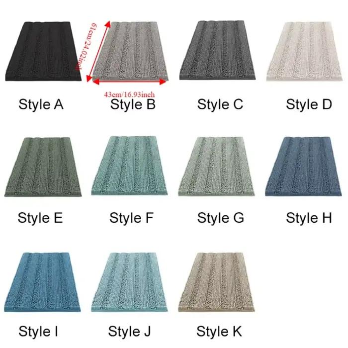 Tapis de bain confortable en chenille épaisse, tapis de salle de bain antidérapant à poils longs, tapis de sol rectangulaire doux pour cuisine et salon