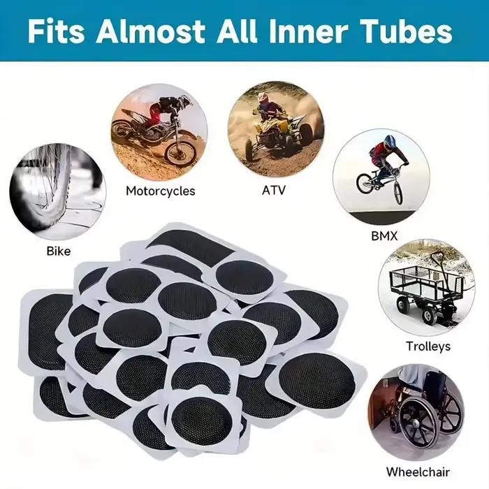 Kit de réparation de pneus de vélo 48 pièces : Patchs anti-crevaison portables et leviers de démontage