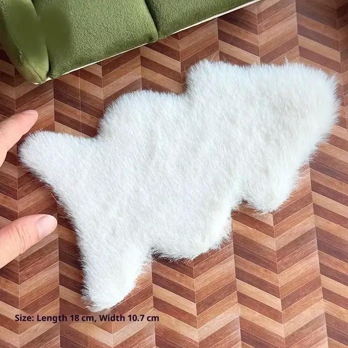 Tapis en peluche Imitation peau de mouton pour maison de poupée, modèle de chambre à coucher, salon, décoration, accessoires pour maison de poupée, 1/12