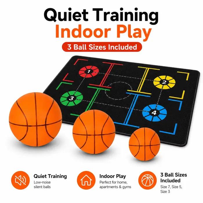 Tapis d'entraînement de basketball + ensemble de ballons silencieux
