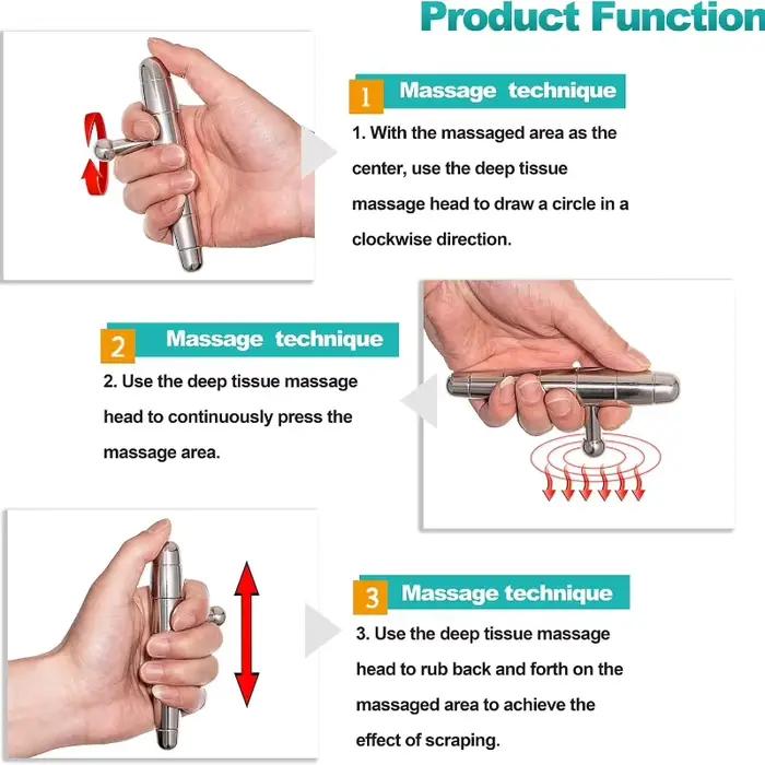 Outil de massage manuel en acier inoxydable en forme de T pour points de pression