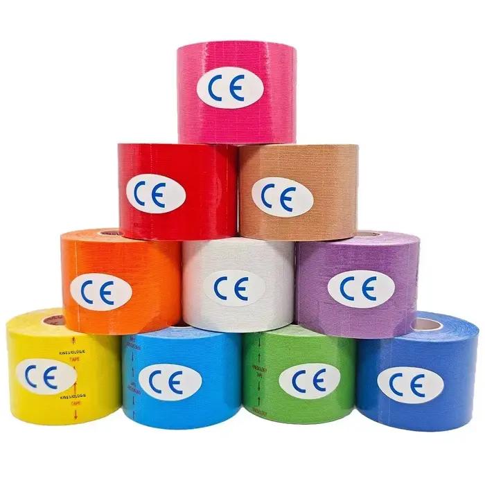 Bande de kinésiologie bandes élastiques pour le sport pansement musculaire coton adhésif blessure par tension soutien genou soulagement de la douleur autocollants