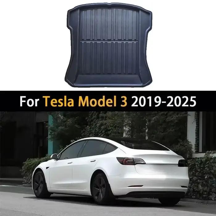 Tapis de coffre arrière de voiture pour Tesla modèle 3 2019-IN 2025 2024, étanche, plateau à bagages, tapis de doublure de sol, accessoires de couverture de chargement