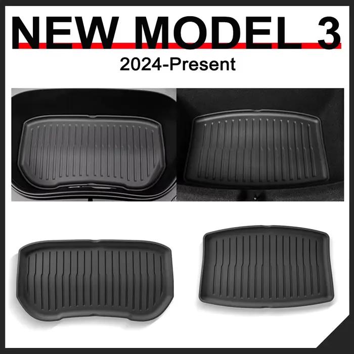 Tapis de coffre avant et arrière en TPE pour Tesla Model 3 Highland 2024-2026, protection inférieure du coffre, revêtement de protection de la cargaison, tapis anti-salissure