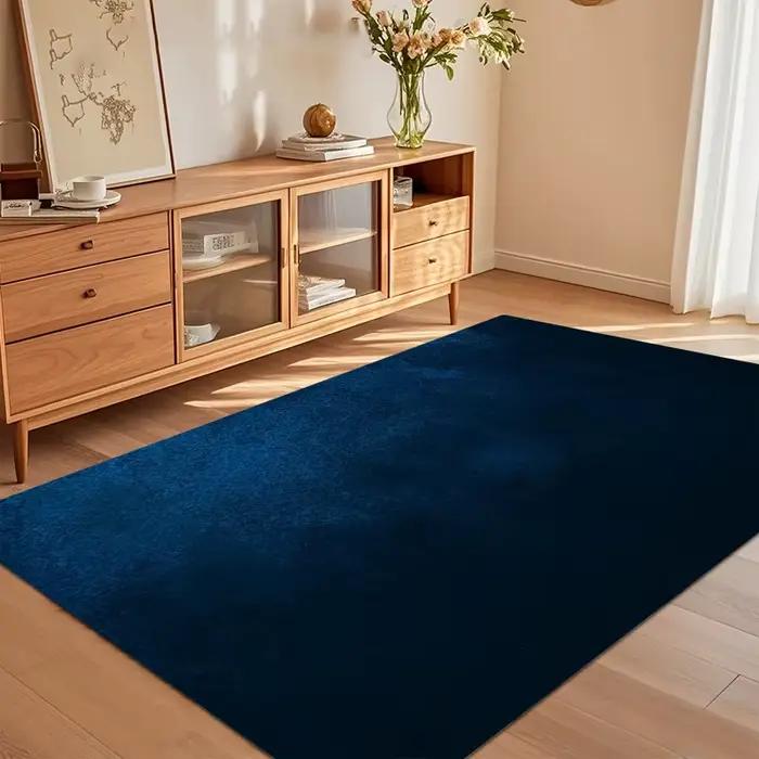 Tapis de sol bleu marine uni antidérapant et lavable pour salon chambre et chambre d'enfant design moderne pour usage domestique et commercial