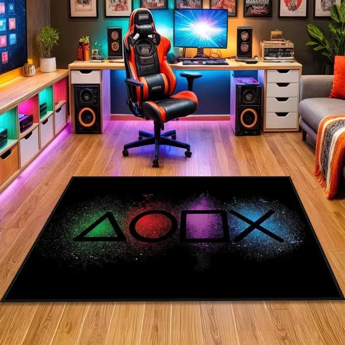 Tapis de jeu pour chambre de garçon, tapis gamer avec design de manette, tapis pour salle de jeux, chambre à coucher, décoration de canapé, antidérapant, lavable en machine