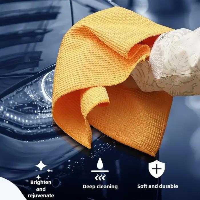 Serviette de lavage de voiture, nettoyage du verre, séchage de l'eau, lingette de nettoyage des vitres en microfibre, tissage gaufré pour cuisine, bain, maison, bureau